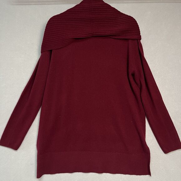 Nordstrom‎ Collection 100% Cashmere Sweater L Burgundy Red Stitch Cowl Neck - Picture 2 of 8